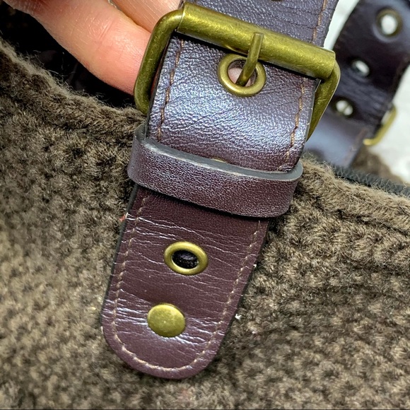 The Sak Pink Label Knitted Brown bobble textured tote bag  grannycore Bohemian - Picture 12 of 16